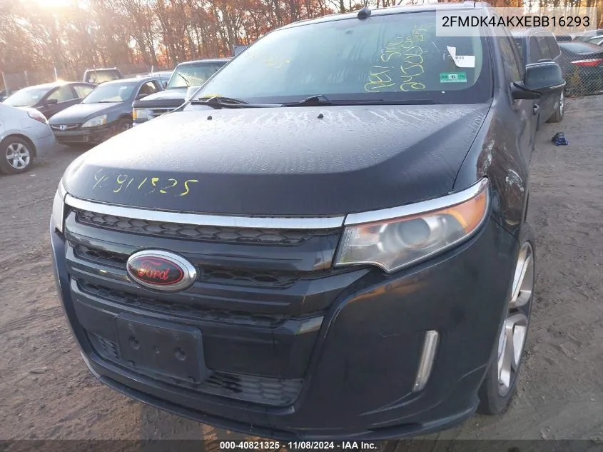 2014 Ford Edge Sport VIN: 2FMDK4AKXEBB16293 Lot: 40821325