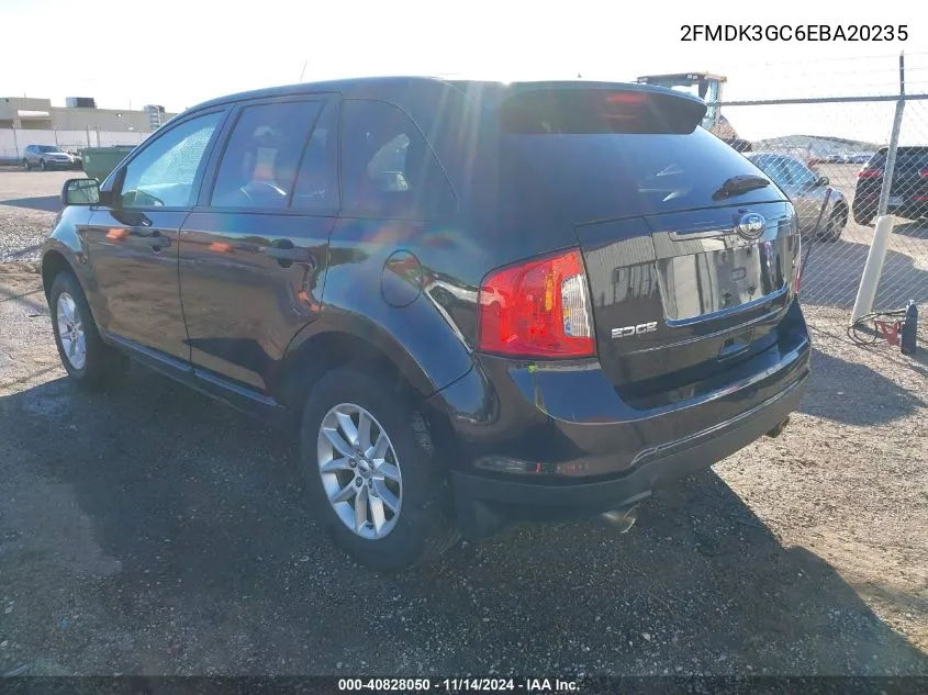 2014 Ford Edge Se VIN: 2FMDK3GC6EBA20235 Lot: 40828050