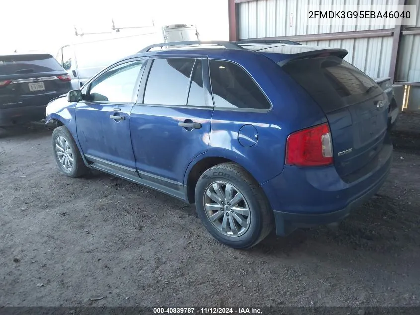 2014 Ford Edge Se VIN: 2FMDK3G95EBA46040 Lot: 40839787