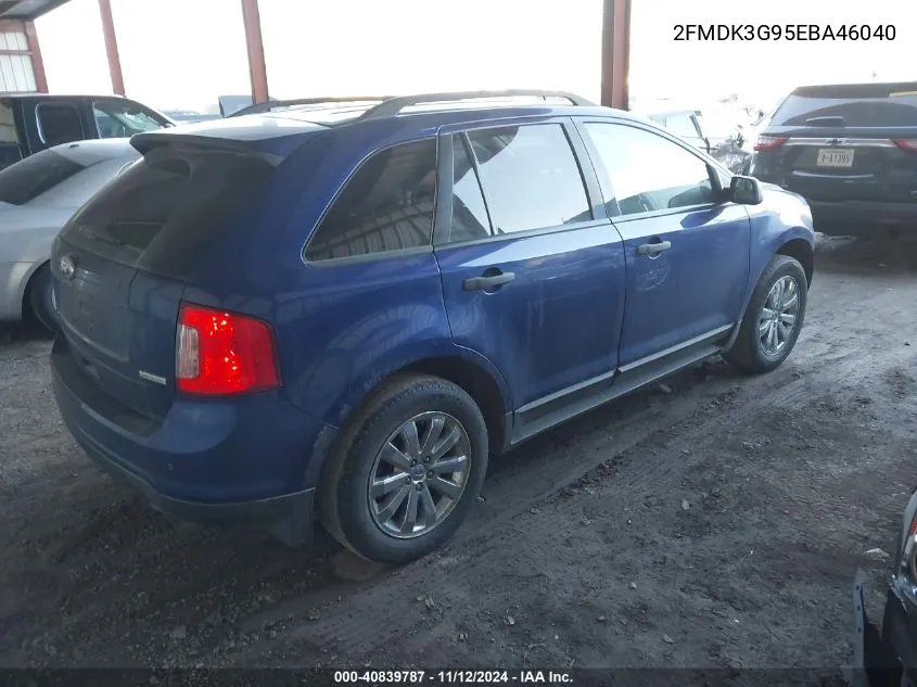 2014 Ford Edge Se VIN: 2FMDK3G95EBA46040 Lot: 40839787