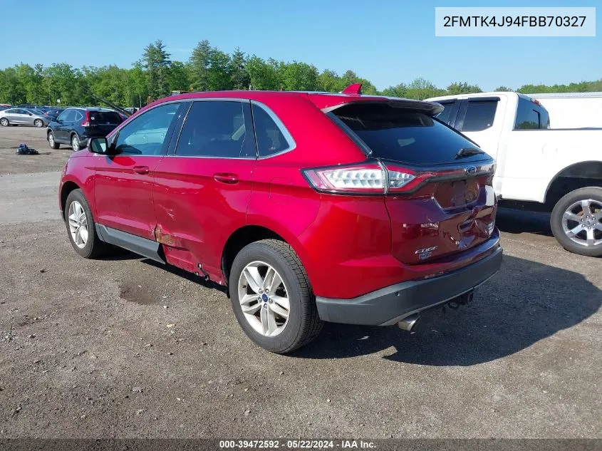 2015 Ford Edge Sel VIN: 2FMTK4J94FBB70327 Lot: 39472592