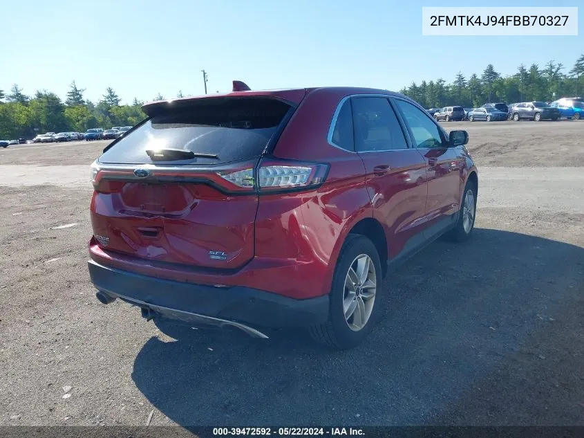 2015 Ford Edge Sel VIN: 2FMTK4J94FBB70327 Lot: 39472592