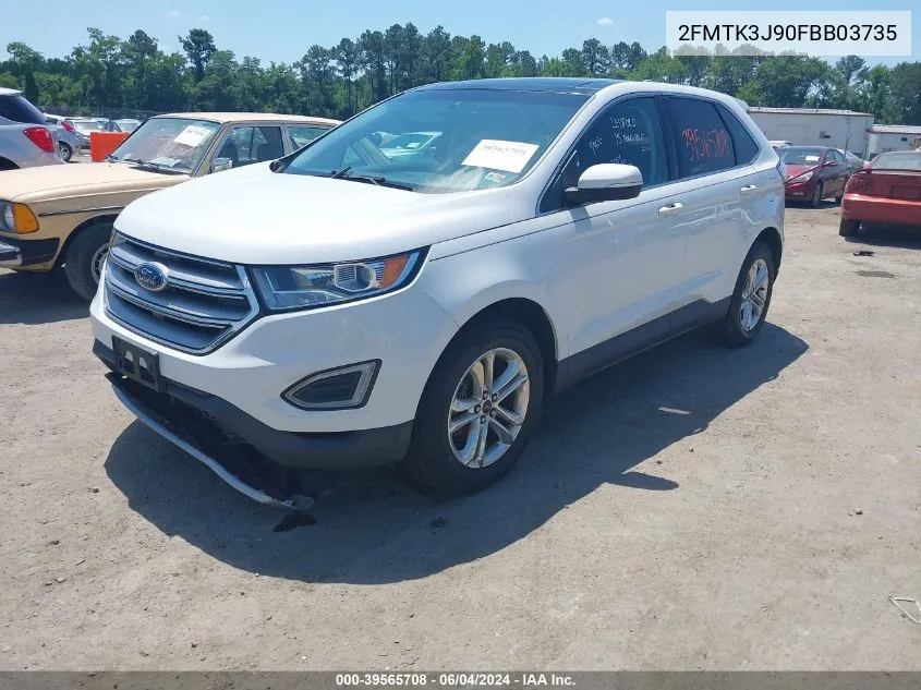 2015 Ford Edge Sel VIN: 2FMTK3J90FBB03735 Lot: 39565708