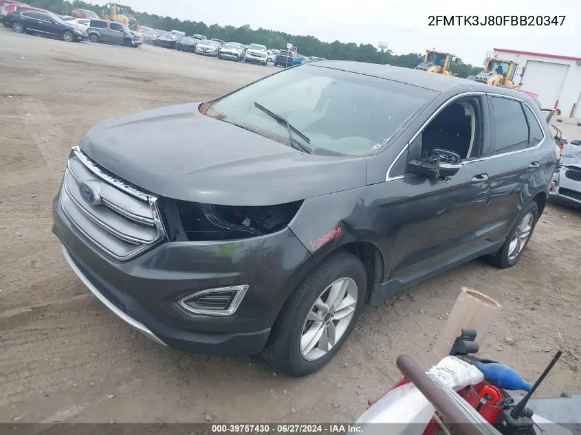 2015 Ford Edge Sel VIN: 2FMTK3J80FBB20347 Lot: 39757430