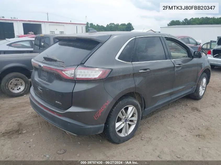 2015 Ford Edge Sel VIN: 2FMTK3J80FBB20347 Lot: 39757430