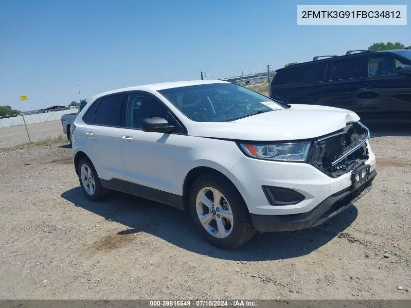 2015 Ford Edge Se VIN: 2FMTK3G91FBC34812 Lot: 39815549