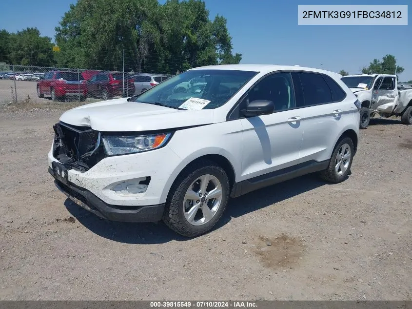 2015 Ford Edge Se VIN: 2FMTK3G91FBC34812 Lot: 39815549