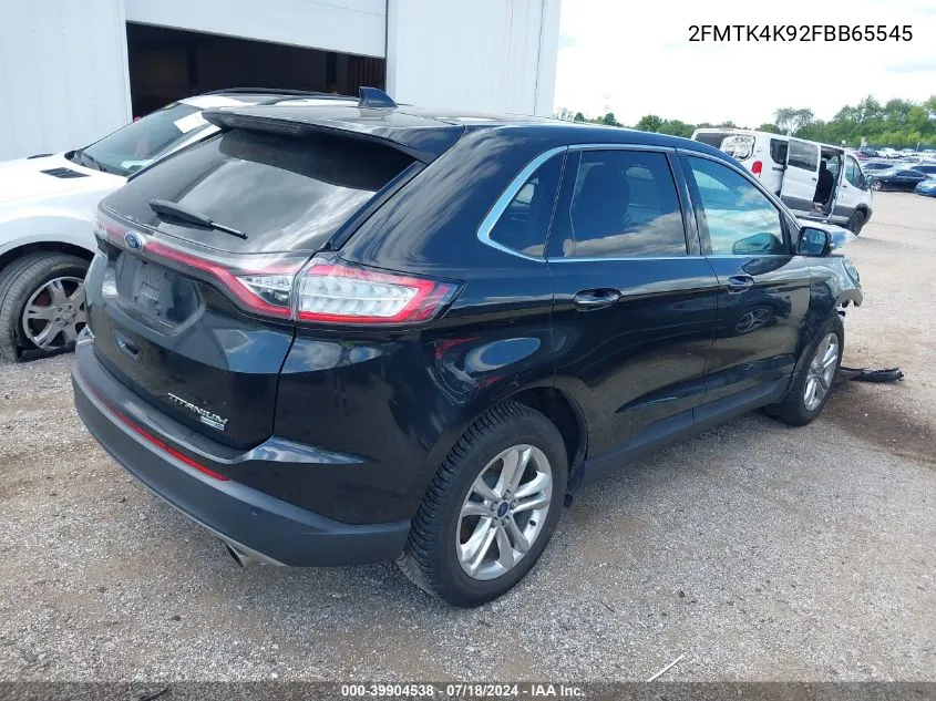 2015 Ford Edge Titanium VIN: 2FMTK4K92FBB65545 Lot: 39904538