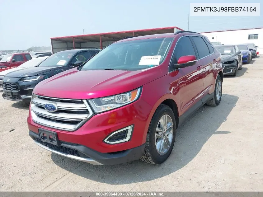 2015 Ford Edge Sel VIN: 2FMTK3J98FBB74164 Lot: 39964490