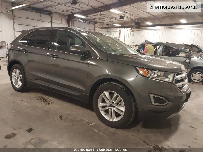 2015 Ford Edge Sel VIN: 2FMTK4J92FBB60783 Lot: 40016061