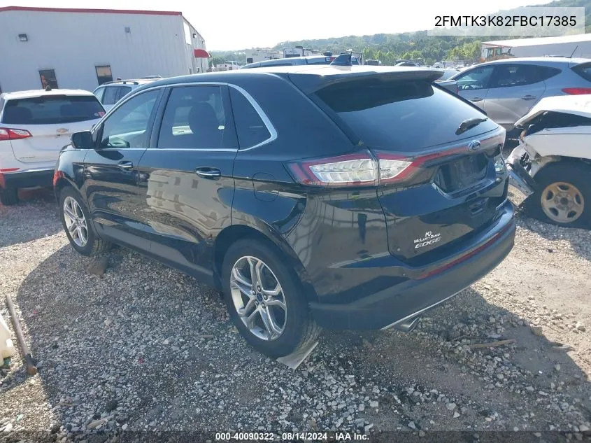 2015 Ford Edge Titanium VIN: 2FMTK3K82FBC17385 Lot: 40090322