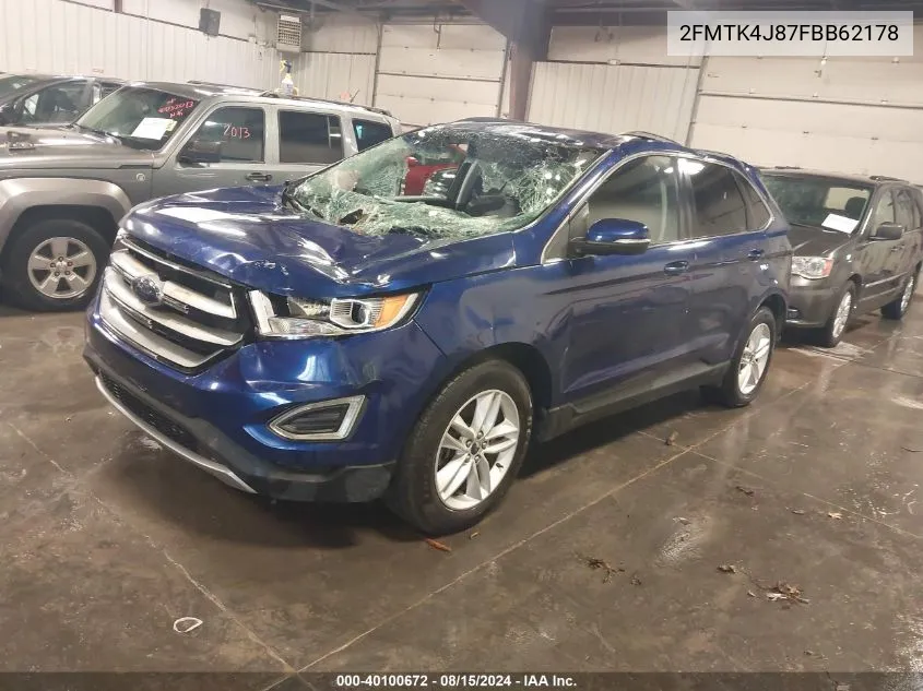 2015 Ford Edge Sel VIN: 2FMTK4J87FBB62178 Lot: 40100672