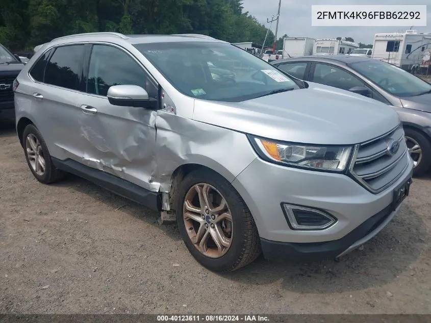 2015 Ford Edge Titanium VIN: 2FMTK4K96FBB62292 Lot: 40123611