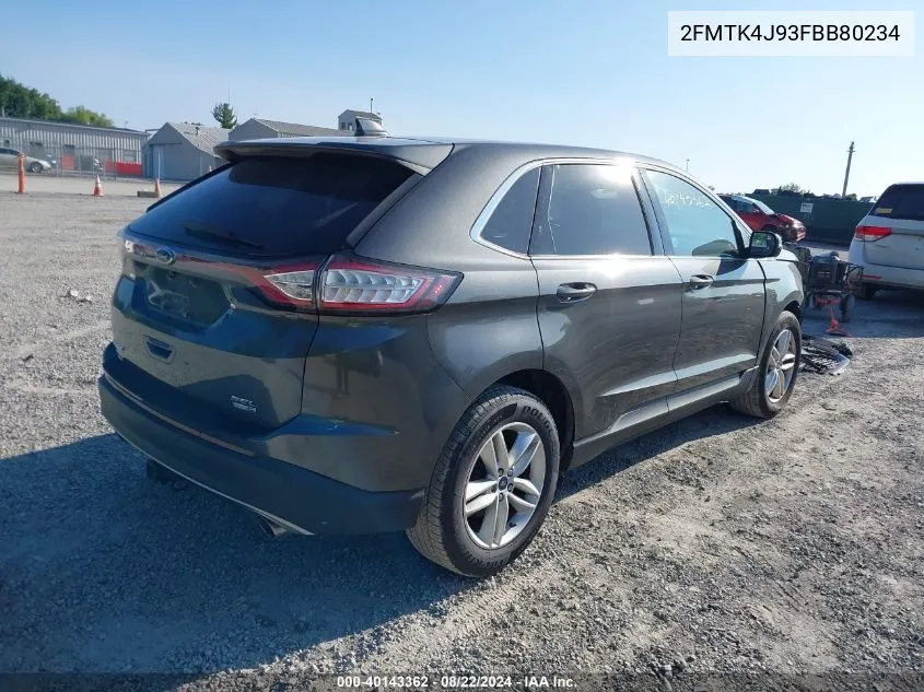 2015 Ford Edge Sel VIN: 2FMTK4J93FBB80234 Lot: 40143362