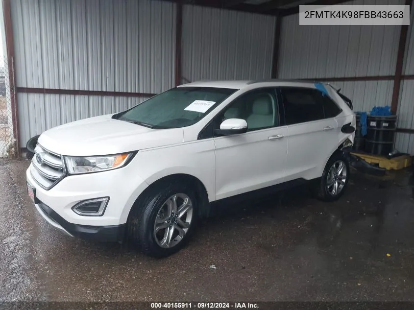 2015 Ford Edge Titanium VIN: 2FMTK4K98FBB43663 Lot: 40155911