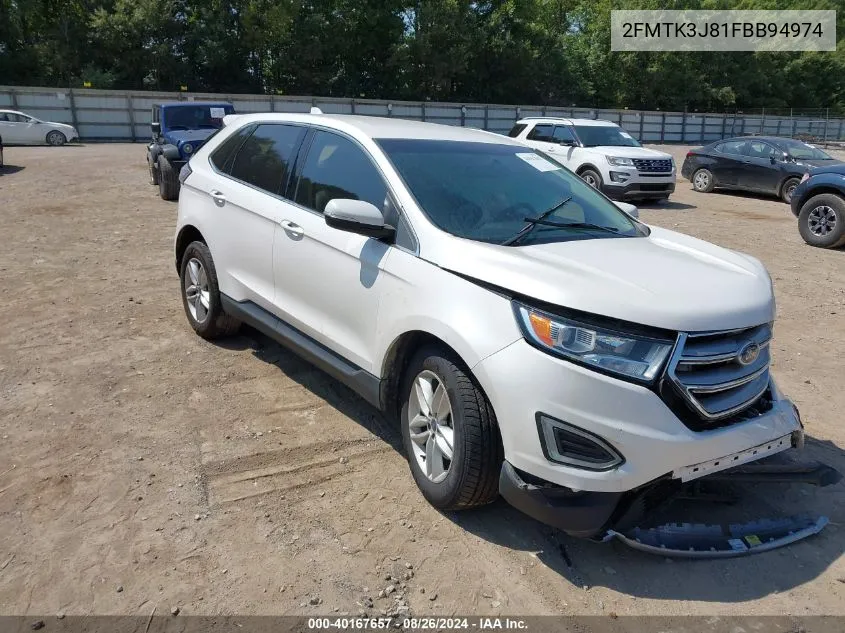 2015 Ford Edge Sel VIN: 2FMTK3J81FBB94974 Lot: 40167657