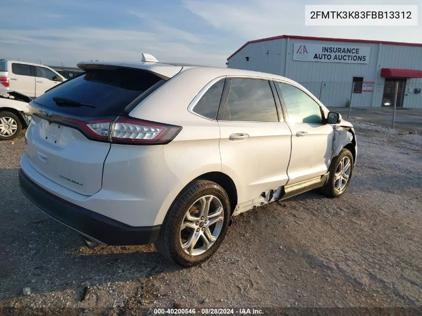 2015 Ford Edge Titanium VIN: 2FMTK3K83FBB13312 Lot: 40200546