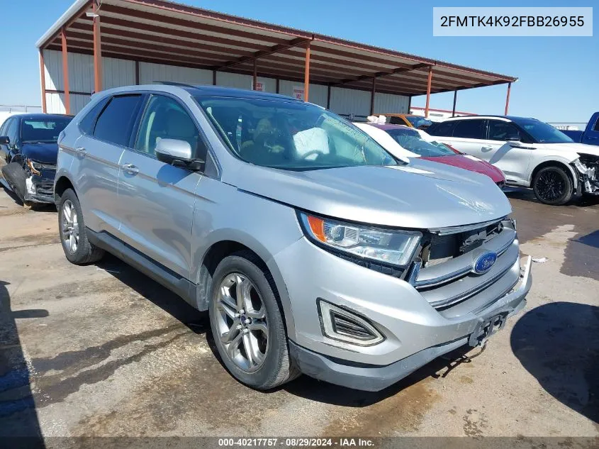 2FMTK4K92FBB26955 2015 Ford Edge Titanium