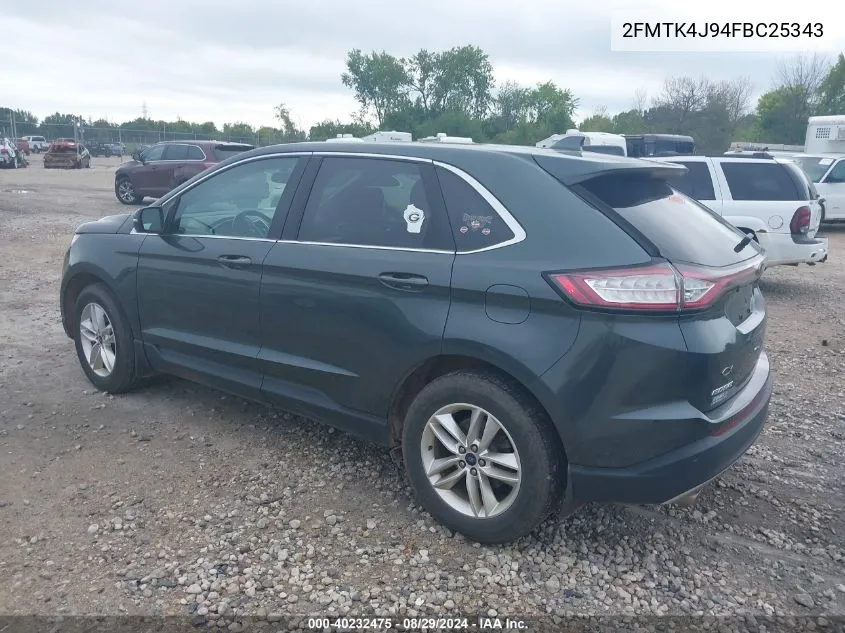 2015 Ford Edge Sel VIN: 2FMTK4J94FBC25343 Lot: 40232475