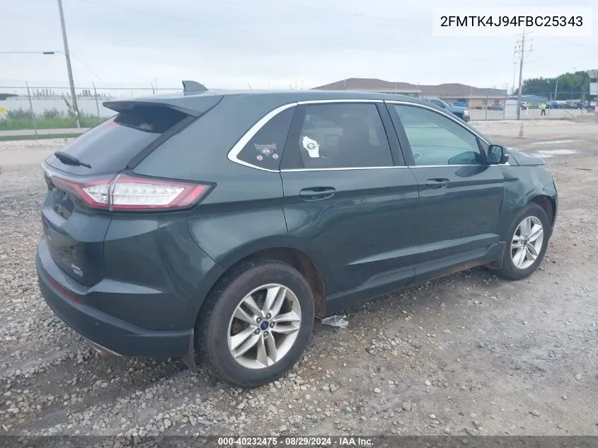 2015 Ford Edge Sel VIN: 2FMTK4J94FBC25343 Lot: 40232475