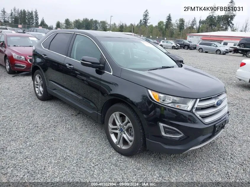 2015 Ford Edge Titanium VIN: 2FMTK4K90FBB51031 Lot: 40302994