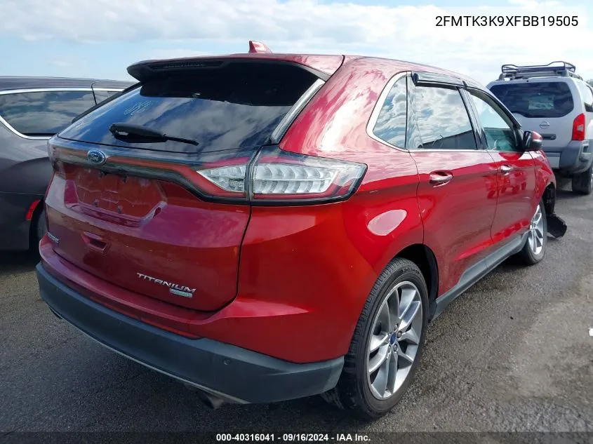 2015 Ford Edge Titanium VIN: 2FMTK3K9XFBB19505 Lot: 40316041