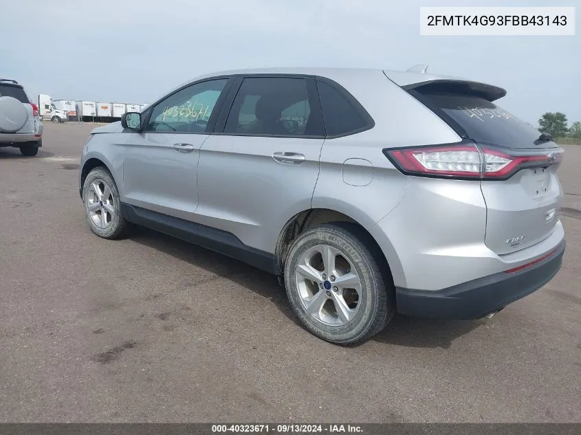 2015 Ford Edge Se VIN: 2FMTK4G93FBB43143 Lot: 40323671