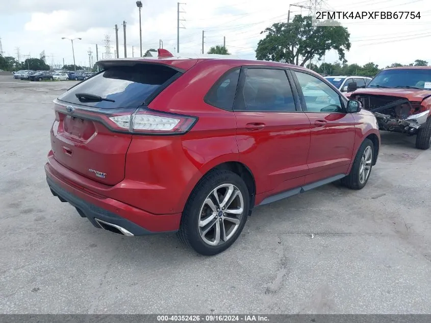 2015 Ford Edge Sport VIN: 2FMTK4APXFBB67754 Lot: 40352426