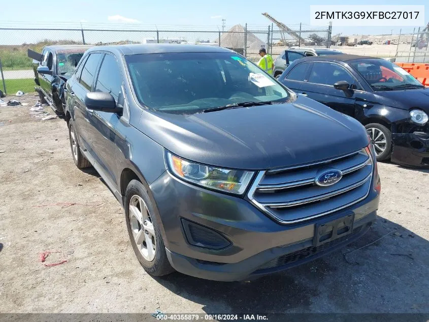 2015 Ford Edge Se VIN: 2FMTK3G9XFBC27017 Lot: 40355879