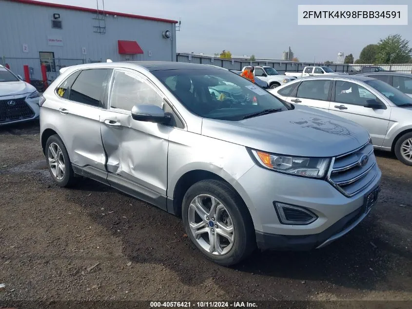 2015 Ford Edge Titanium VIN: 2FMTK4K98FBB34591 Lot: 40576421