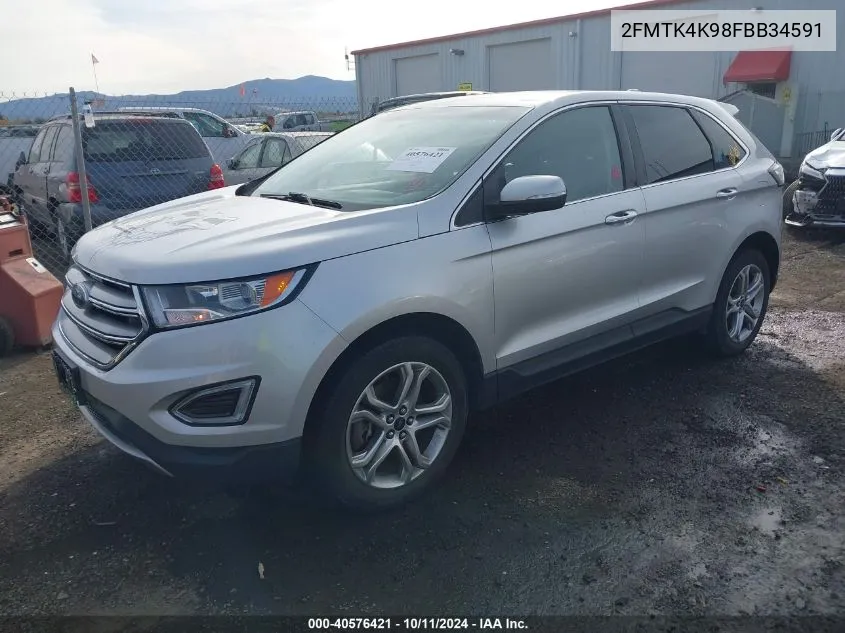 2015 Ford Edge Titanium VIN: 2FMTK4K98FBB34591 Lot: 40576421