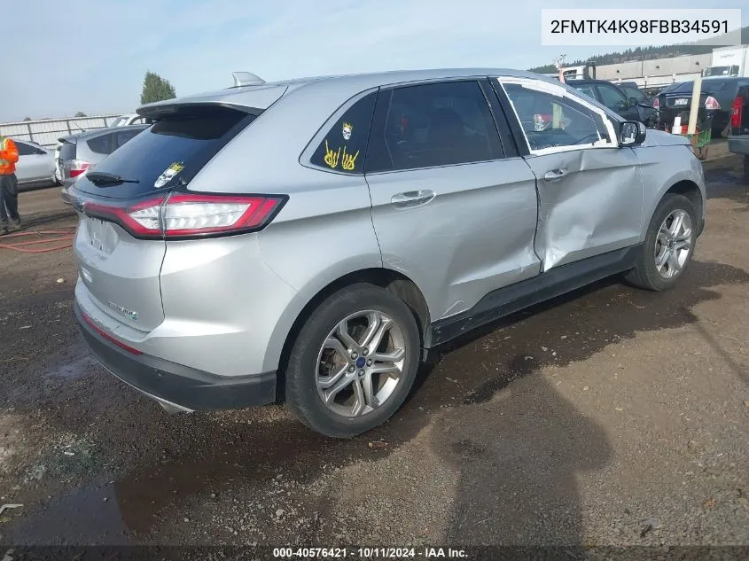 2015 Ford Edge Titanium VIN: 2FMTK4K98FBB34591 Lot: 40576421