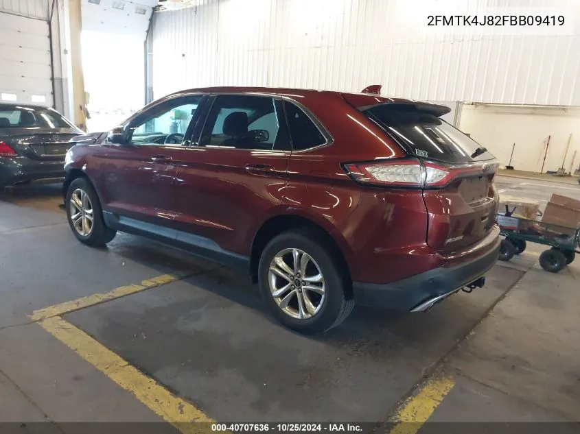 2015 Ford Edge Sel VIN: 2FMTK4J82FBB09419 Lot: 40707636