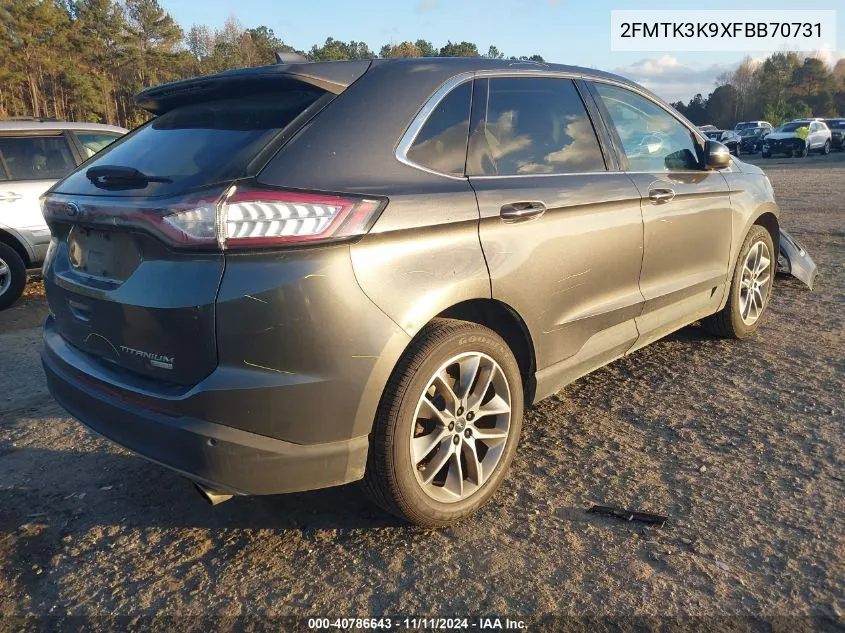 2015 Ford Edge Titanium VIN: 2FMTK3K9XFBB70731 Lot: 40786643