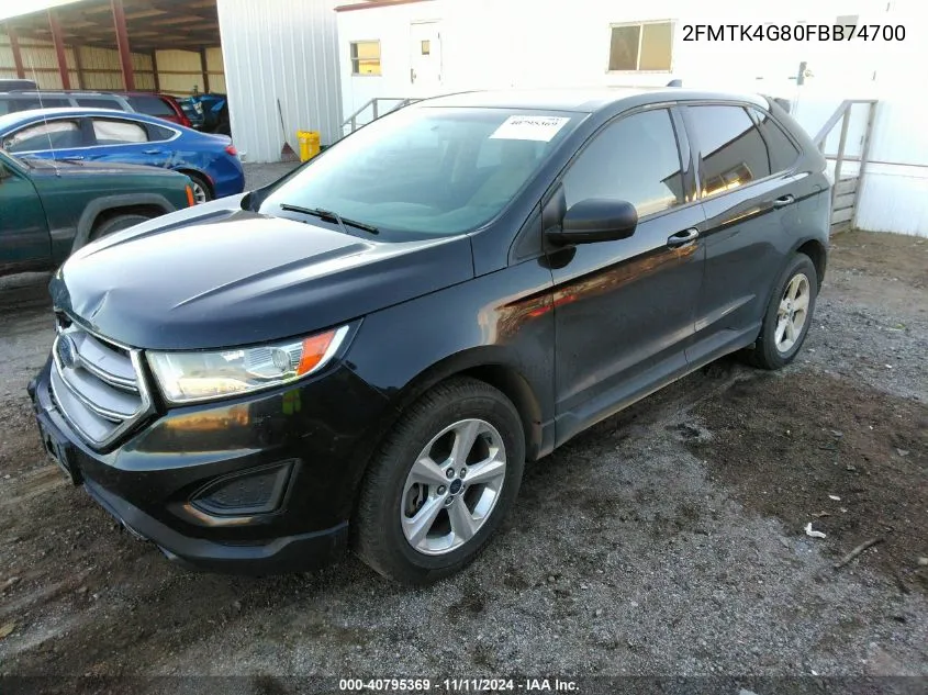 2015 Ford Edge Se VIN: 2FMTK4G80FBB74700 Lot: 40795369