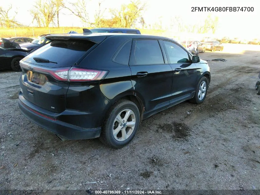 2015 Ford Edge Se VIN: 2FMTK4G80FBB74700 Lot: 40795369