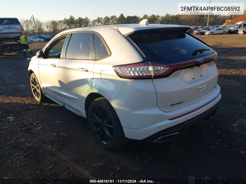 2015 Ford Edge Sport VIN: 2FMTK4AP8FBC08592 Lot: 40816151