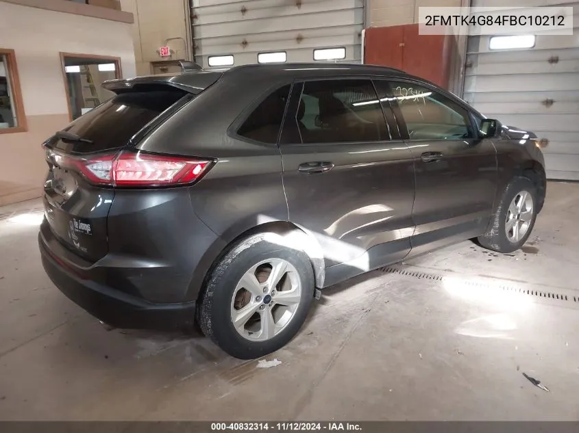 2015 Ford Edge Se VIN: 2FMTK4G84FBC10212 Lot: 40832314