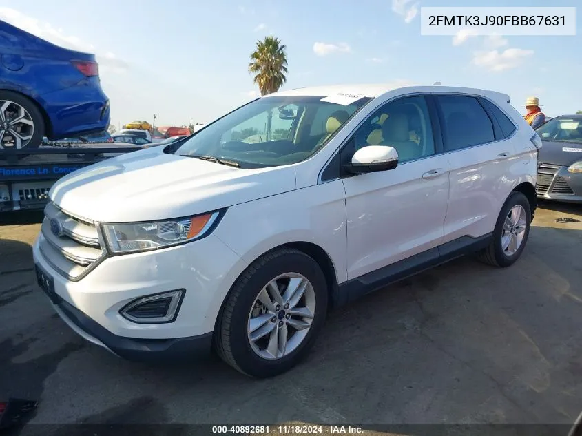 2015 Ford Edge Sel VIN: 2FMTK3J90FBB67631 Lot: 40892681