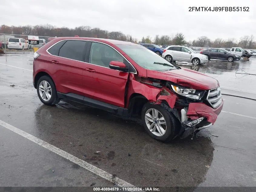 2015 Ford Edge Sel VIN: 2FMTK4J89FBB55152 Lot: 40894579