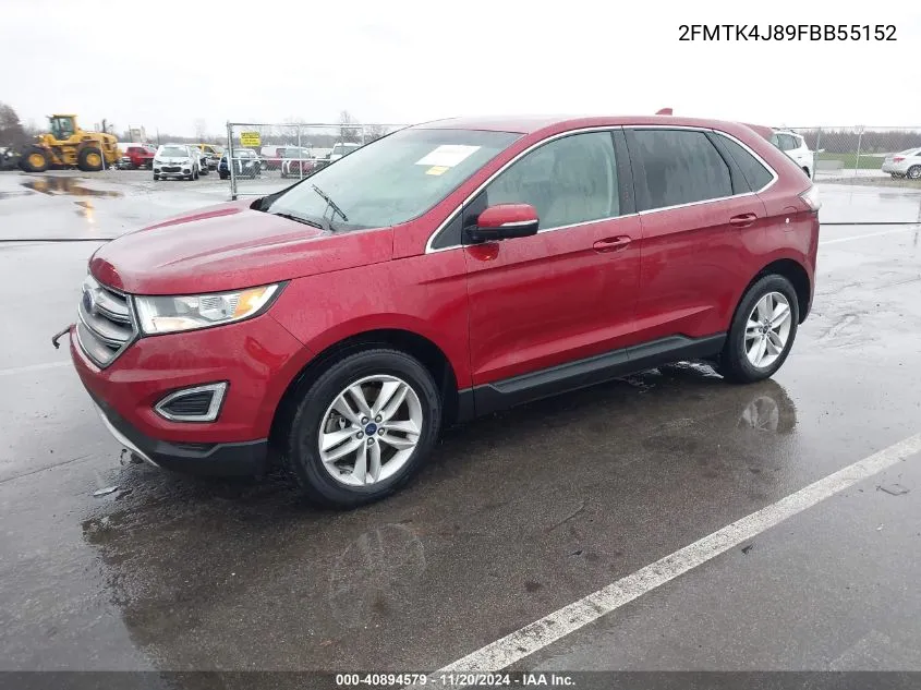 2015 Ford Edge Sel VIN: 2FMTK4J89FBB55152 Lot: 40894579