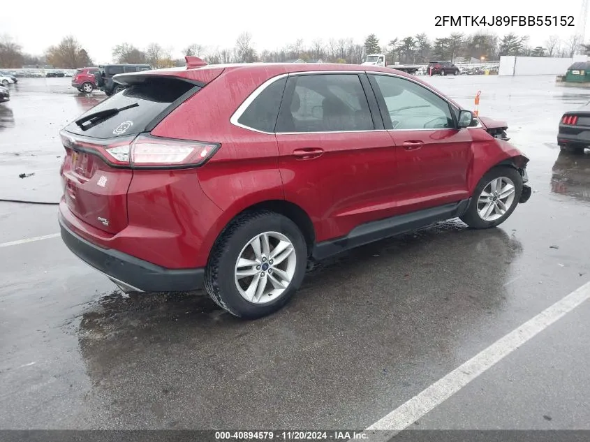 2015 Ford Edge Sel VIN: 2FMTK4J89FBB55152 Lot: 40894579