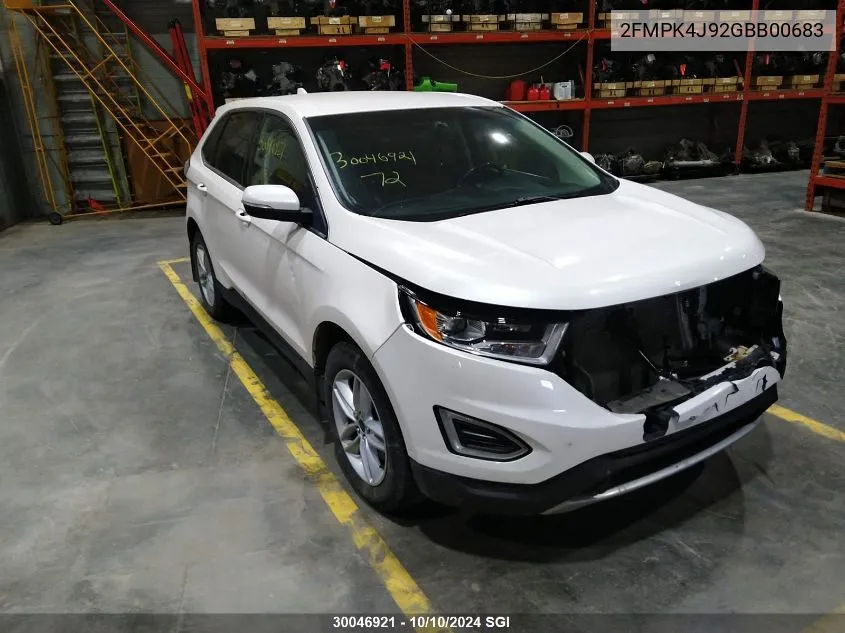 2016 Ford Edge Sel VIN: 2FMPK4J92GBB00683 Lot: 30046921