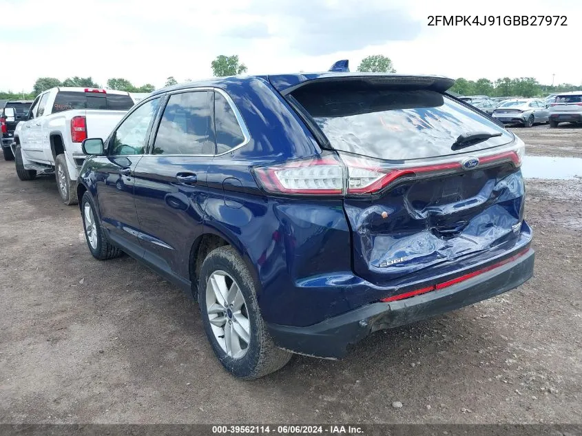 2016 Ford Edge Sel VIN: 2FMPK4J91GBB27972 Lot: 39562114