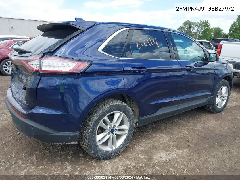 2016 Ford Edge Sel VIN: 2FMPK4J91GBB27972 Lot: 39562114