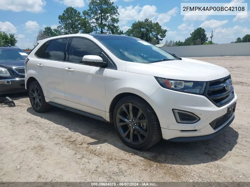 2016 Ford Edge Sport VIN: 2FMPK4AP0GBC42108 Lot: 39604375