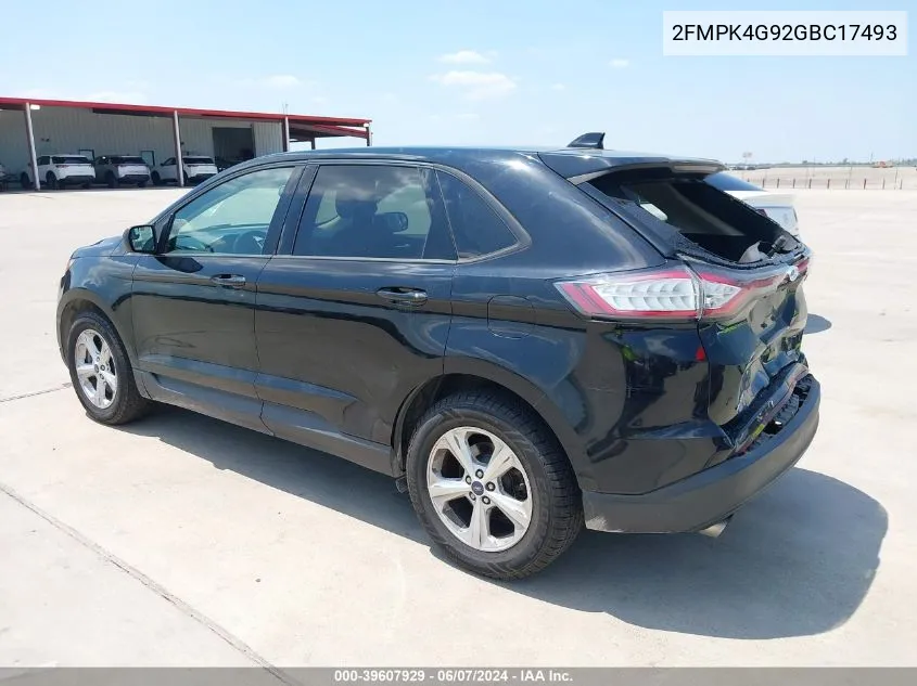 2016 Ford Edge Se VIN: 2FMPK4G92GBC17493 Lot: 39607929