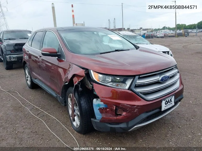 2016 Ford Edge Titanium VIN: 2FMPK4K85GBB44571 Lot: 39655375