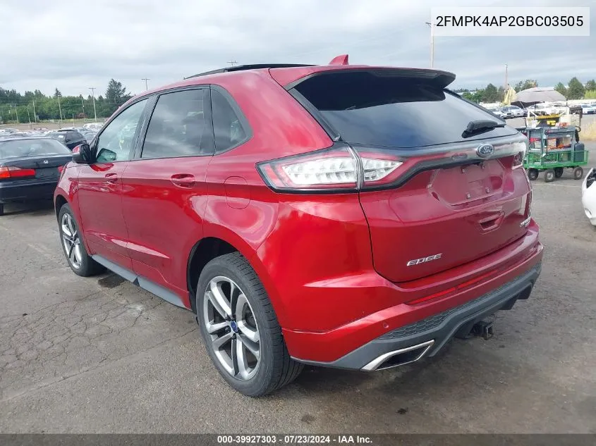 2FMPK4AP2GBC03505 2016 Ford Edge Sport