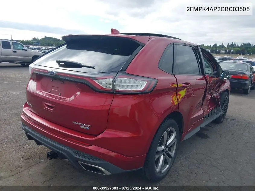 2FMPK4AP2GBC03505 2016 Ford Edge Sport